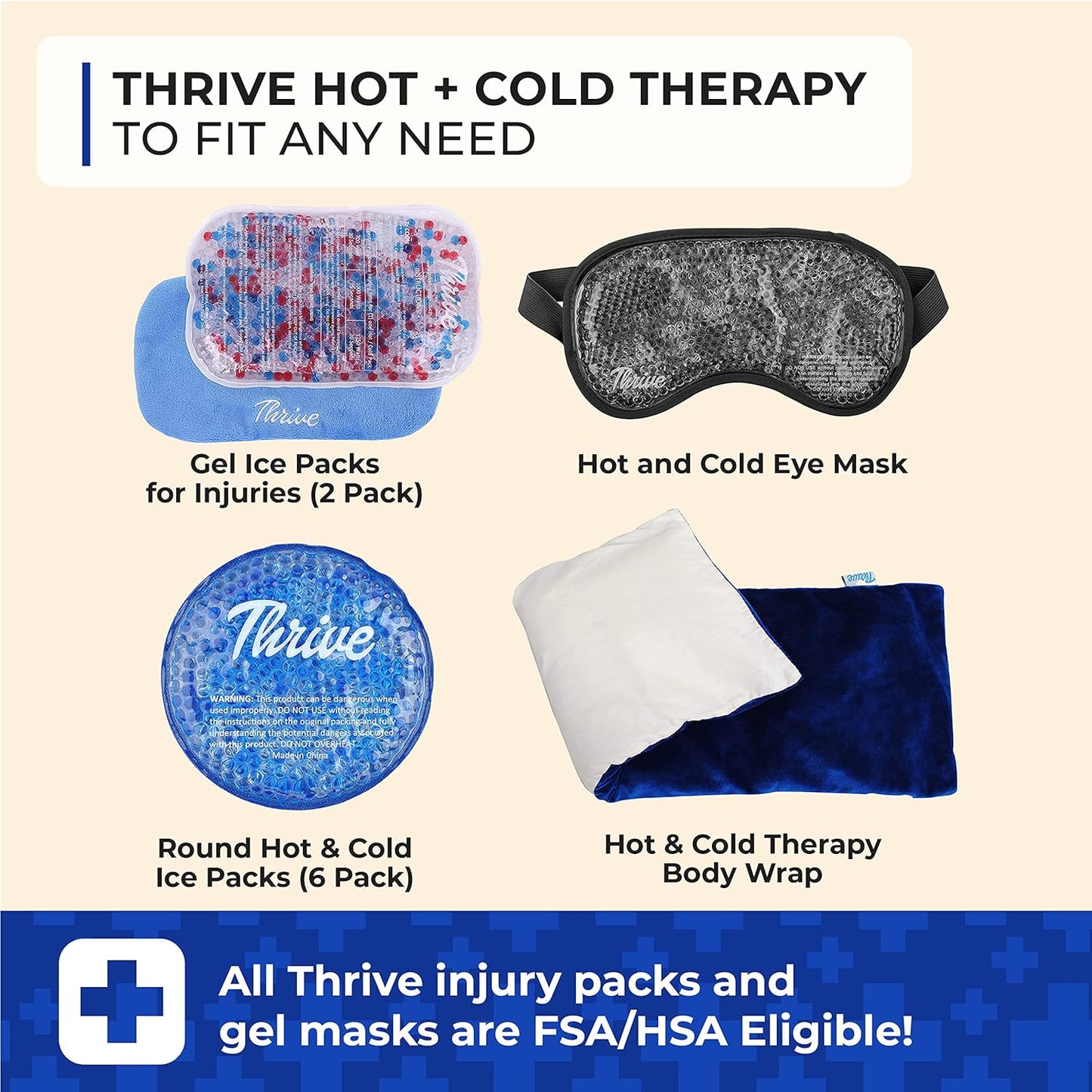 set-of-2-thrive-reusable-gel-ice-packs-for-injuries---fsa-hsa-approved-cold-compress-for-pain-relief-in-knee-shoulder-ankle-wrist-neck-and-back---soft-flexible-ice-pack-9