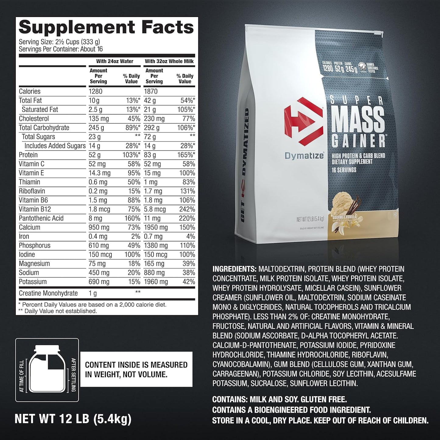 high-calorie-vanilla-protein-powder-with-52g-protein-107g-bcaas-easy-mixing-delicious-taste---dymatize-super-mass-gainer-12-lbs-5
