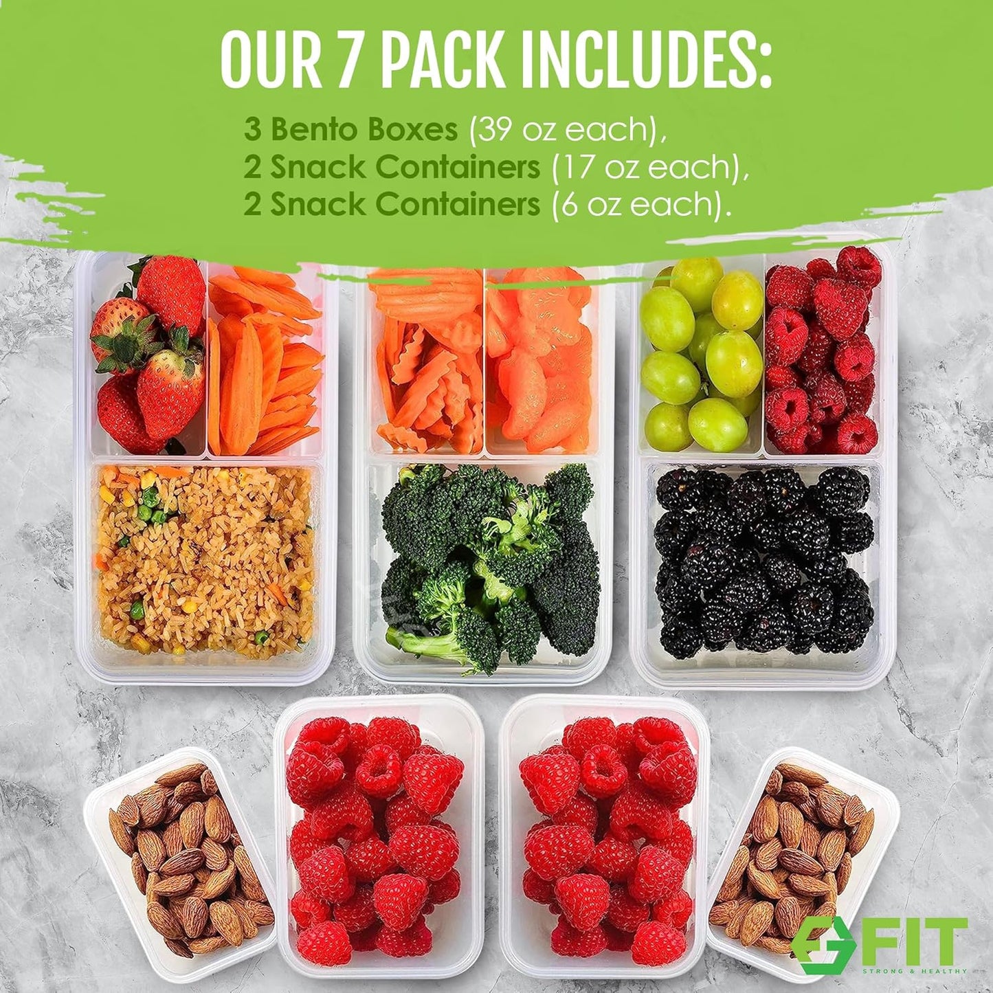 fit-strong-healthy-bento-lunch-box-set-with-compartments-airtight-lid-and-7-pack-containers---ideal-for-meal-prep-food-storage-snacks---microwave-freezer-dishwasher-safe---reusable-multi-size-for-adults-kids-3