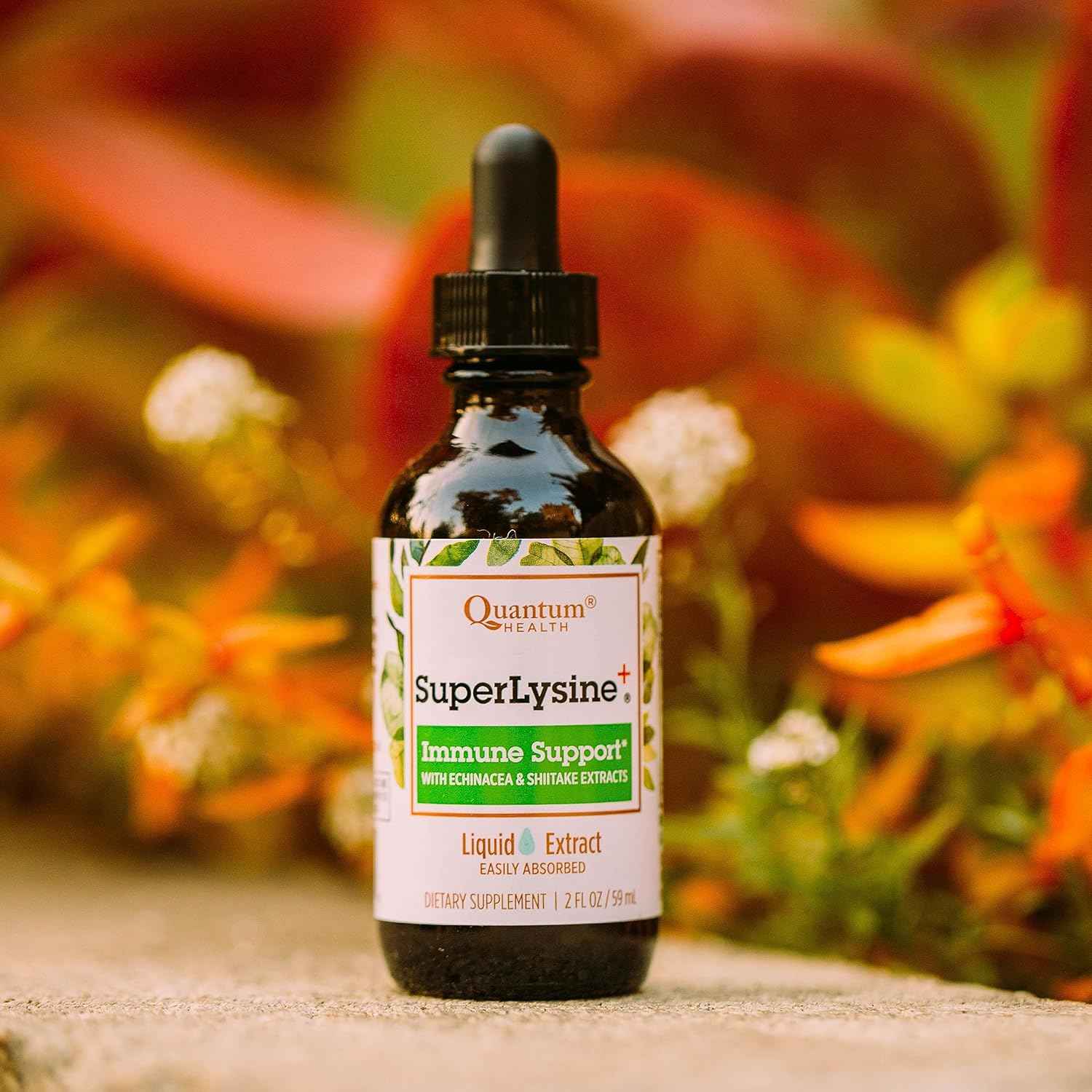 SuperLysine+ Liquid Immune Support Supplement with Lysine, Echinacea, Vitamin D3, Bee Propolis, and Shitake - Daily Wellness Blend for Fast Absorption - 2 Ounce