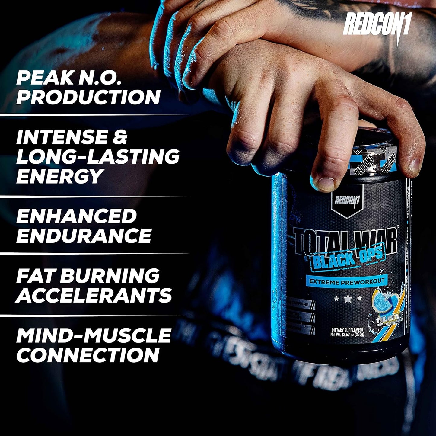 redcon1-total-war-black-ops-extreme-preworkout-powder---sour-gummy-bear-flavor---high-stimulant-with-400mg-caffeine---no3-t-nitrates-l-citrulline-for-increased-blood-flow-and-muscle-pumps---20-servings-9
