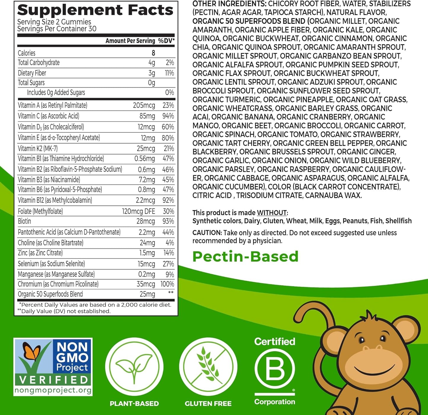 plant-based-orgain-kids-sugar-free-multivitamin-gummies---mixed-berry-flavor---immune-support-fiber---50-superfoods---15-vitamins-minerals---ages-4---1-month-supply---60-gummies-2