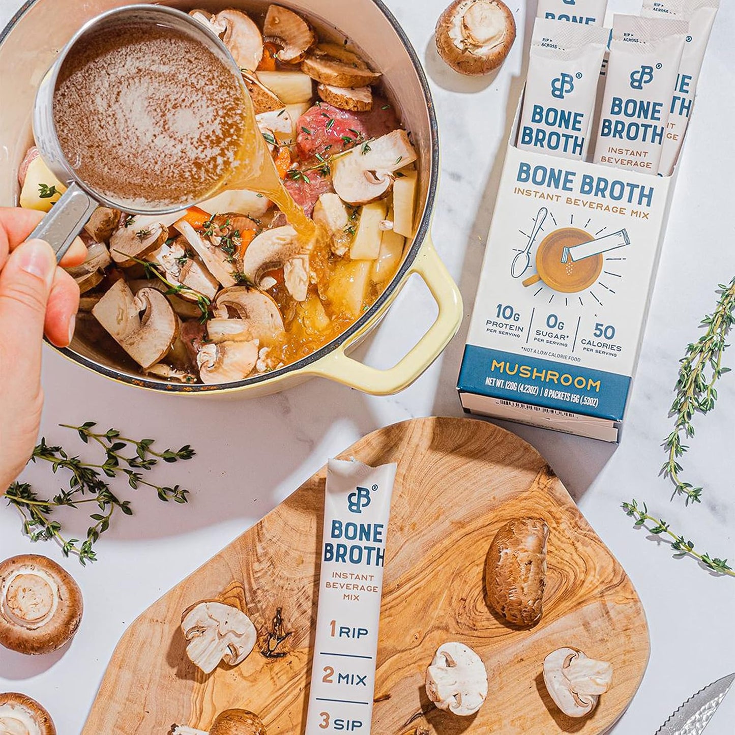 mushroom-bone-broth-instant-powdered-mix---pack-of-4-15g-sticks-10g-protein---keto-paleo-friendly-packets-4