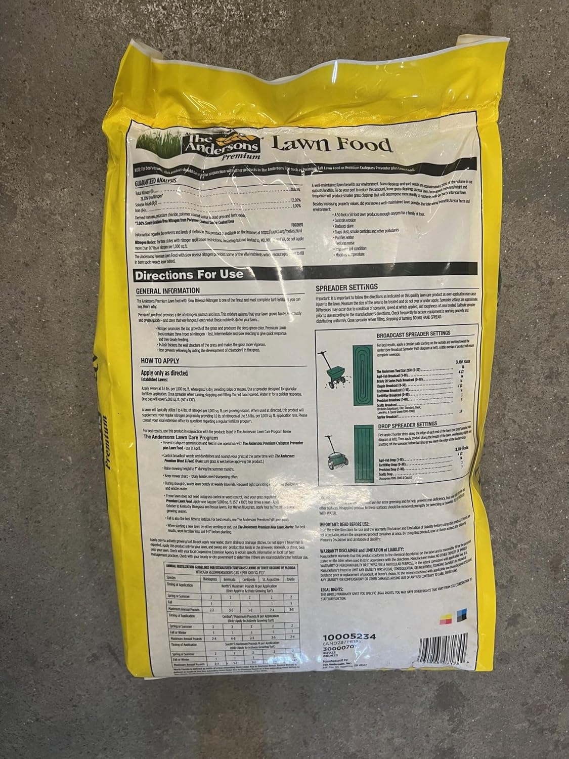 Andersons Premium Spring Summer Lawn Food Fertilizer 28-0-12 - 5,000 sq ft Bag - High-Quality Turf Nutrition for Healthy Lawns - Espot.com.au