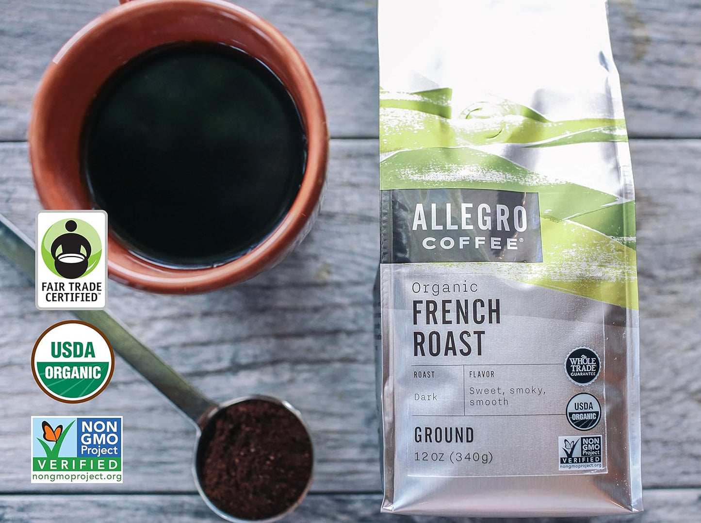 Organic French Roast Ground Coffee - 12 oz by Allegro Coffee - Espot.com.au
