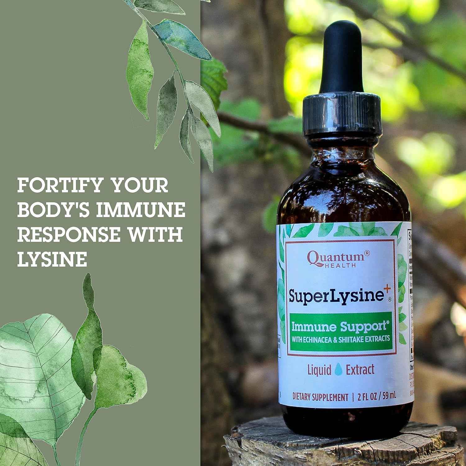 SuperLysine+ Liquid Immune Support Supplement with Lysine, Echinacea, Vitamin D3, Bee Propolis, and Shitake - Daily Wellness Blend for Fast Absorption - 2 Ounce