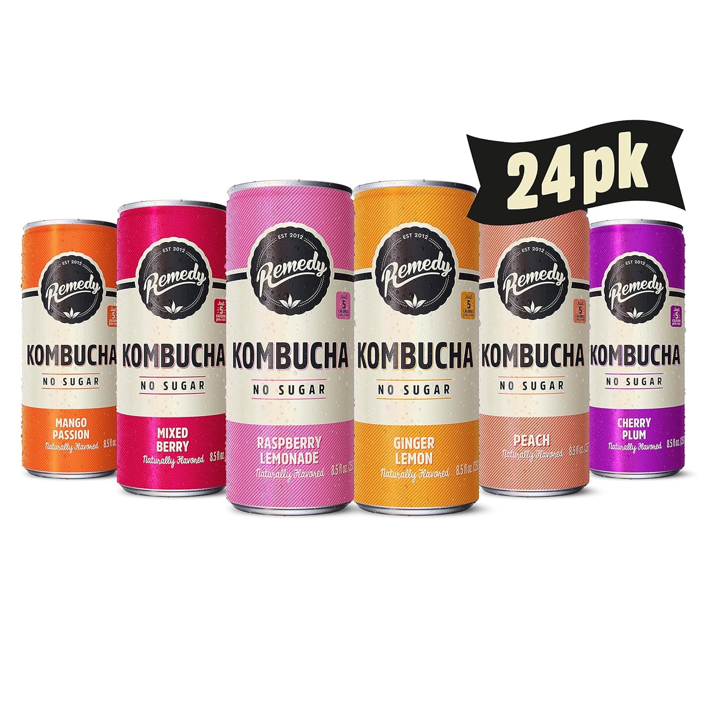 organic-remedy-kombucha-tea-variety-pack---6-flavors-85-fl-oz-24-pack-with-orange-splash---refreshing-probiotic-drink-8