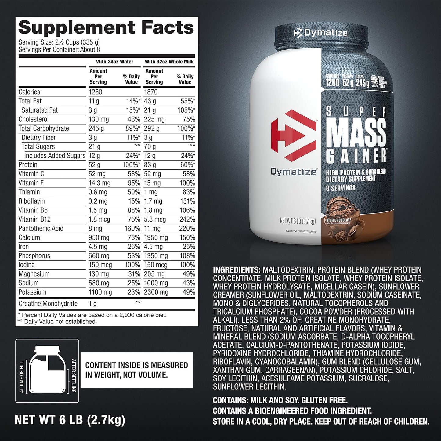dymatize-super-mass-gainer-protein-powder---rich-chocolate-flavor-6-lbs-1280-calories-52g-protein-107g-bcaas---easy-mixing-delicious-taste-5