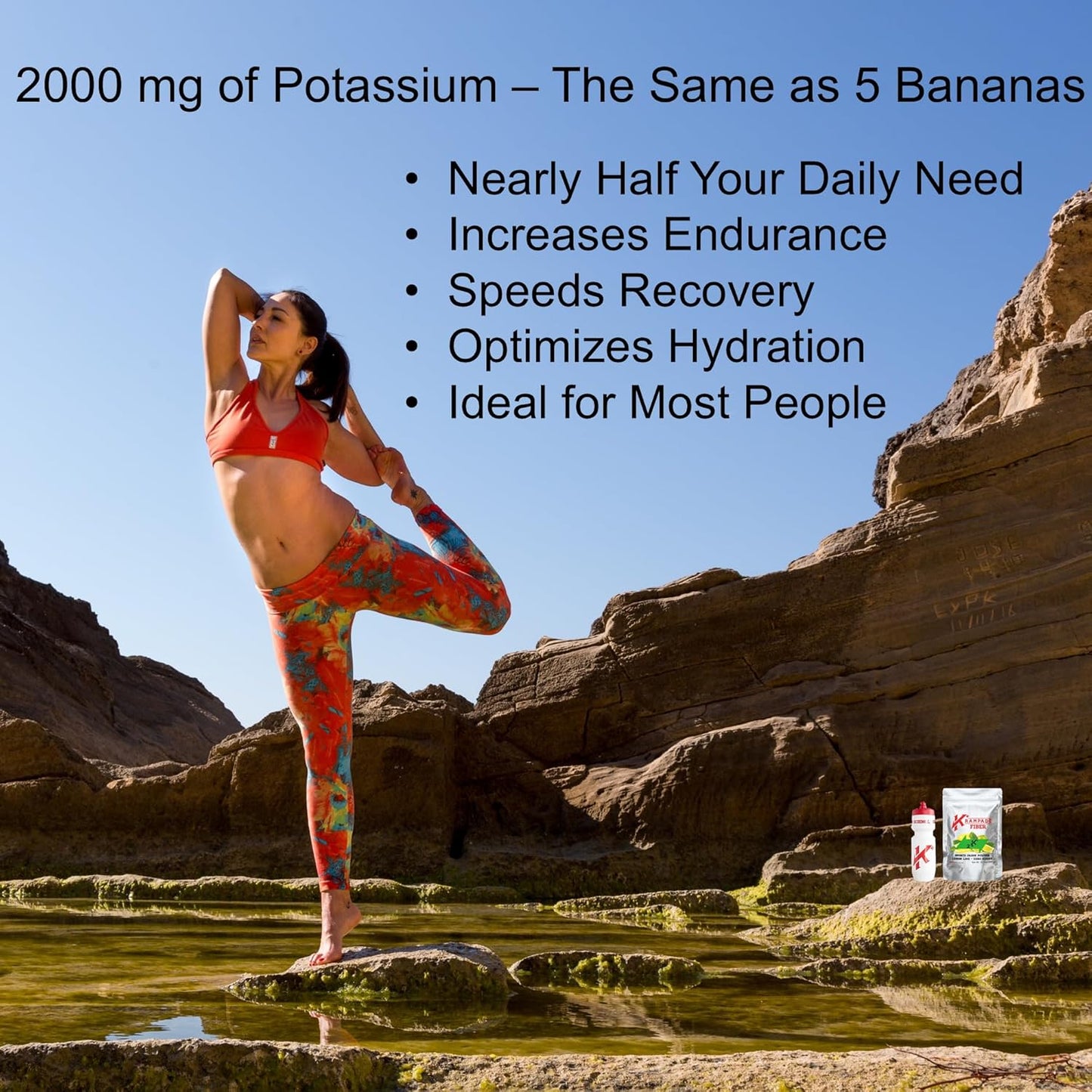 9g Prebiotic Fiber & 2000mg Potassium Electrolyte Powder for Cramp Relief & Hydration Packets with Magnesium | Digestive Health Support