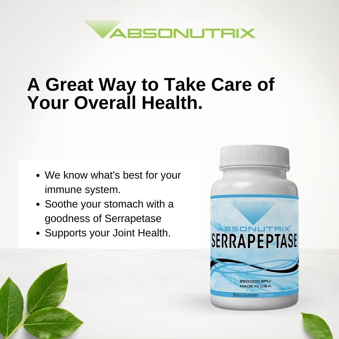 Absonutrix Serranat 60 Capsules 600mg: Enhance Heart and Joint Health, Supports Sinus - Made in USA
