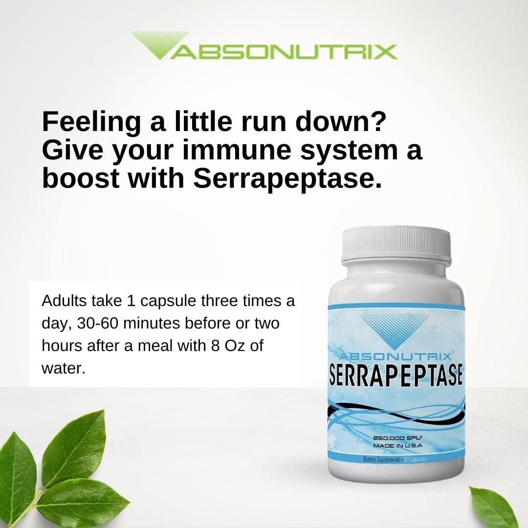 Absonutrix Serranat 60 Capsules 600mg: Enhance Heart and Joint Health, Supports Sinus - Made in USA