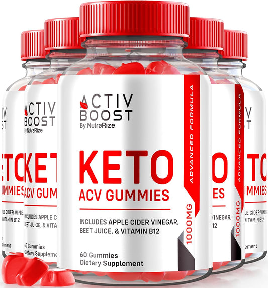 Activ Boost Keto ACV Gummies - 5 Pack for Advanced  Slimming Formula  with Maximum Strength - 300 Gummies for Keto + ACV Support