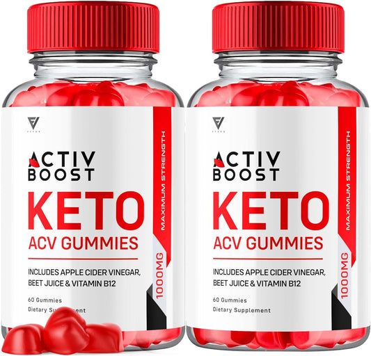 Activ Boost Keto ACV Gummies - Energy & Vitamin B12 Support (2 Pack) - 120 Gummies