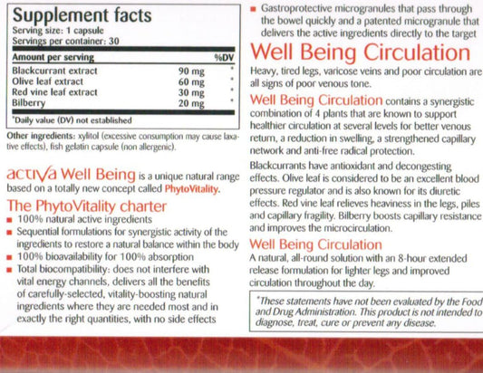 Activa Well Being Circulation Supplement - Extended Release for 8 Hours