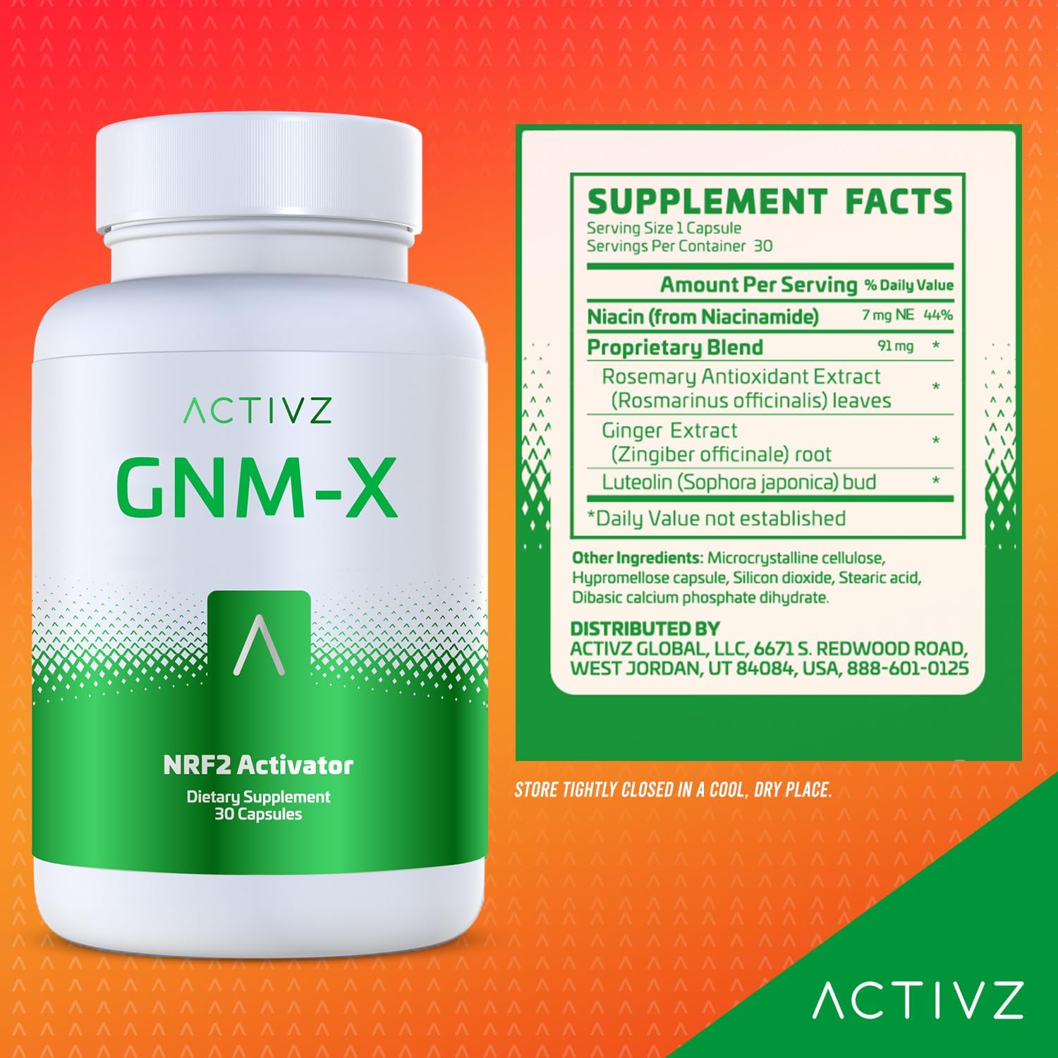 Activz GNM-X - Nrf2 Activator Capsules for Genetic Cellular Defense and Well-Being - Supports Longevity and Epigenetic Health - 30 Count