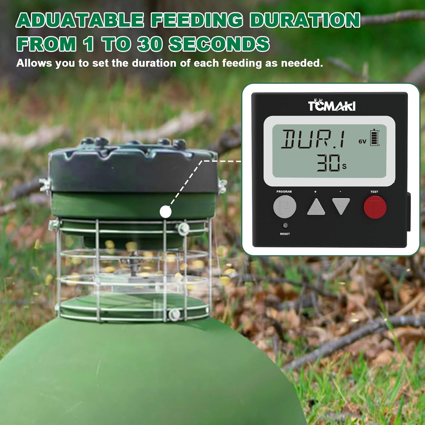 Adjustable 6V/12V Digital Timer for Deer & Goat Feeder Kit - 8 Feed Time Program, DIY Hunting Schedule - Tomaki Game Feeder Timer with Adjustable Speed & Duration