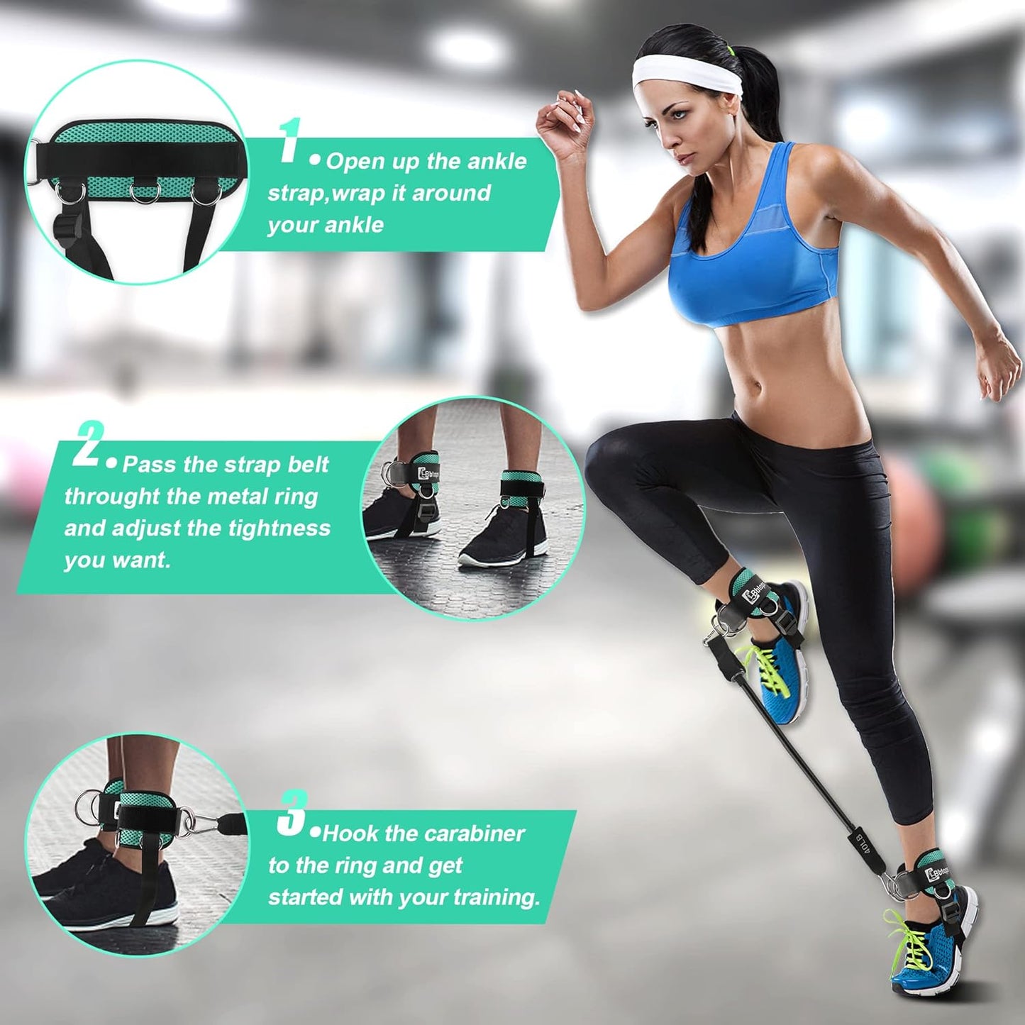 Adjustable Ankle Resistance Bands for Butt and Glutes Workout - Neoprene Leg Bands for Men and Women Fitness