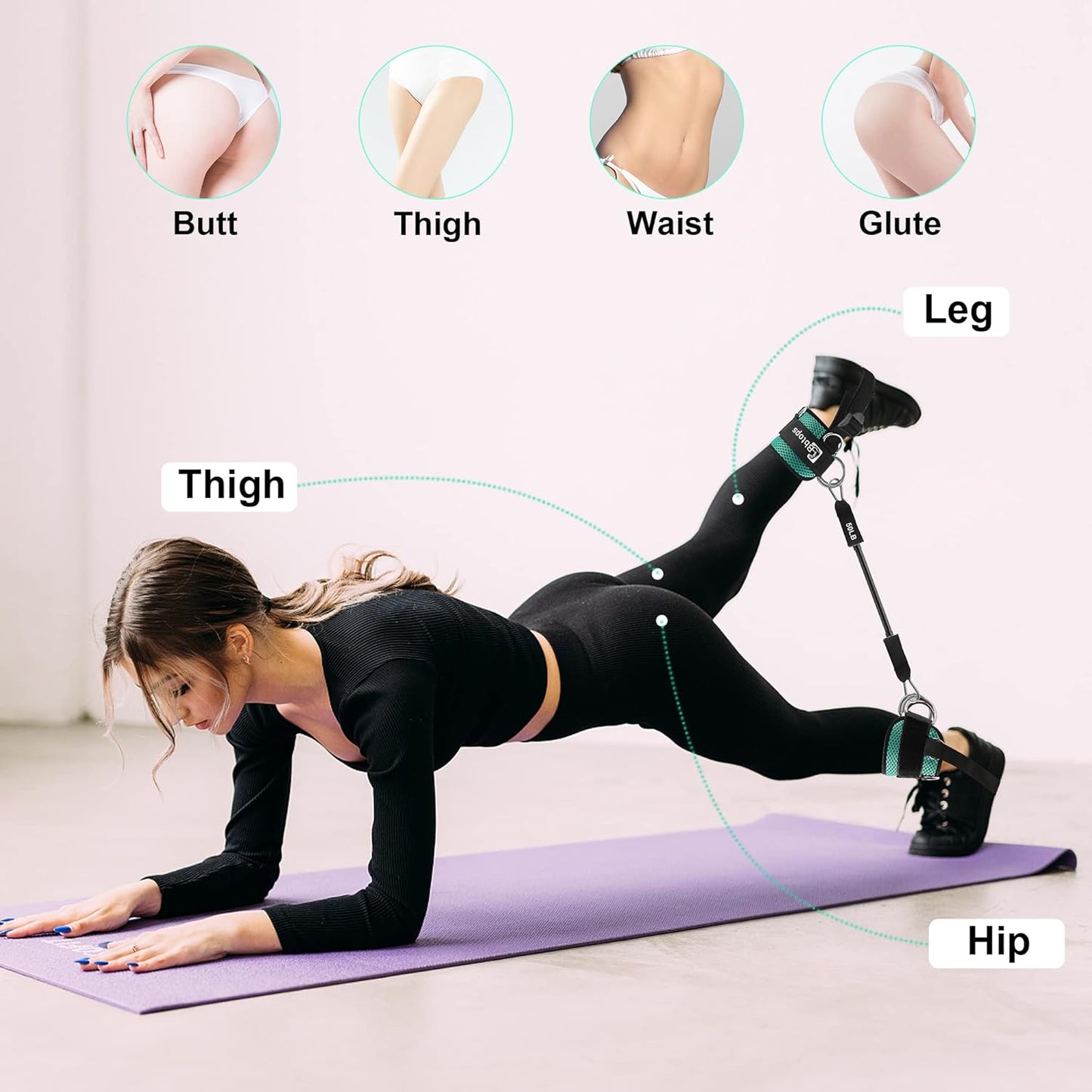 Adjustable Ankle Resistance Bands for Butt and Glutes Workout - Neoprene Leg Bands for Men and Women Fitness