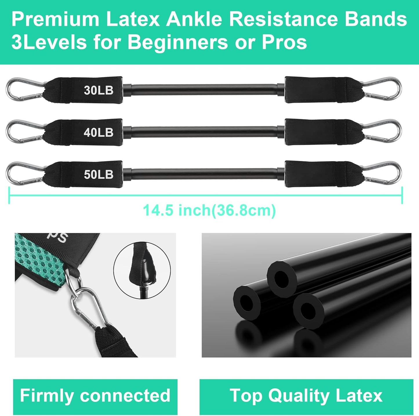 Adjustable Ankle Resistance Bands for Butt and Glutes Workout - Neoprene Leg Bands for Men and Women Fitness
