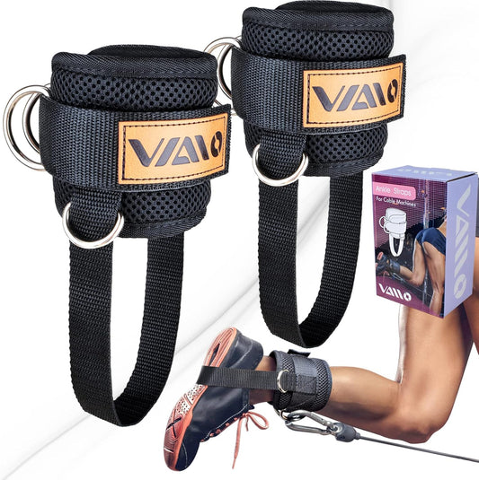 Adjustable Neoprene Ankle Straps for Cable Machines with Double D-Ring - Premium Ankle Cuffs for Abdominal Muscles, Butts, and Legs in Men & Women