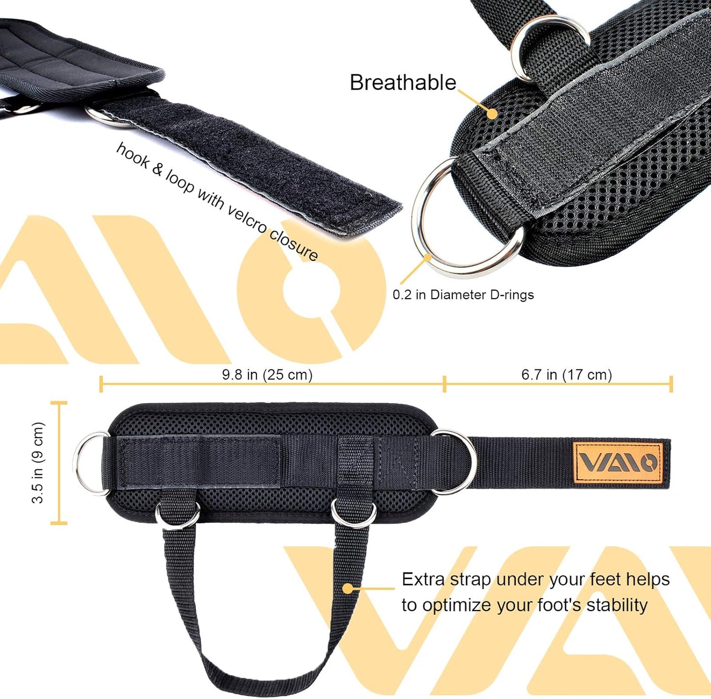 Adjustable Neoprene Ankle Straps for Cable Machines with Double D-Ring - Premium Ankle Cuffs for Abdominal Muscles, Butts, and Legs in Men & Women