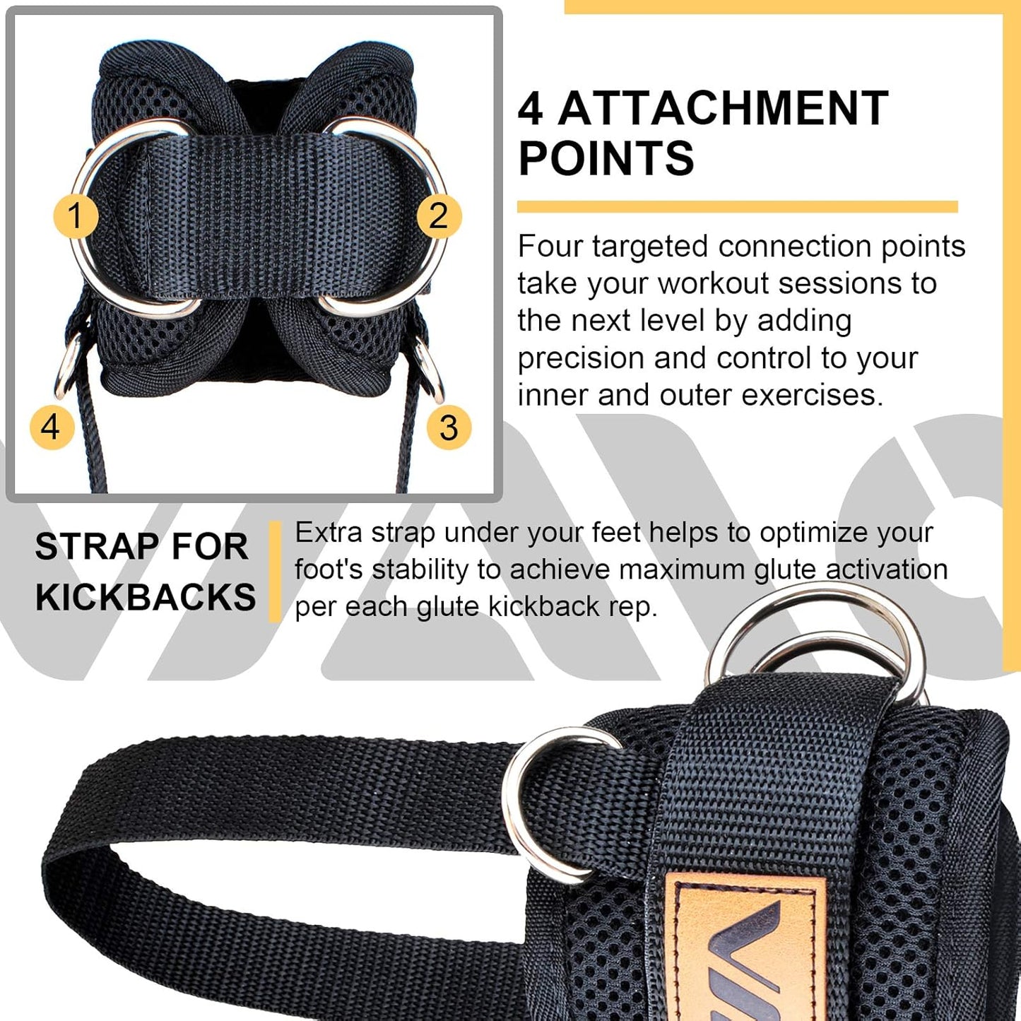 Adjustable Neoprene Ankle Straps for Cable Machines with Double D-Ring - Premium Ankle Cuffs for Abdominal Muscles, Butts, and Legs in Men & Women