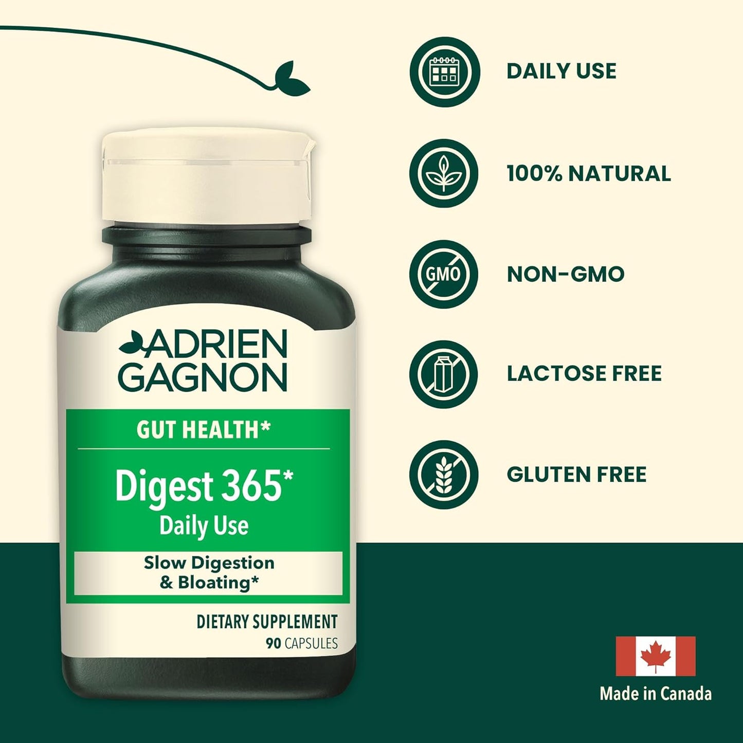 Adrien Gagnon Digest 365 Natural Enzymes Complex for Digestion Support - 90 Count