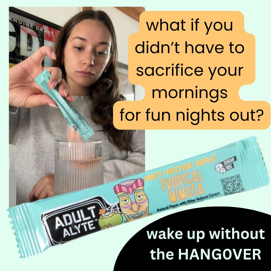 Adultalyte Hangover Relief & Liver Support Drink Mix - Dihydromyricetin, B Vitamins, Antioxidants - 10 Packets Unicorn Candy Flavor
