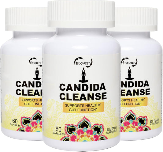 Advanced Candida Cleanse 180 Capsules - Intestinal Detox with Probiotics & Herbs - Oregano, Caprylic Acid, Black Walnut, Reishi