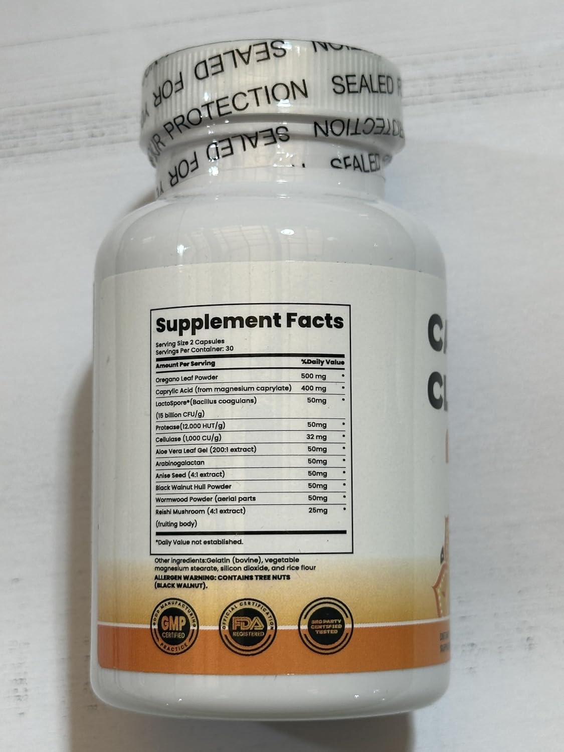 Advanced Candida Cleanse Formula with Oregano Leaf, Wormwood, Black Walnut, and Caprylic Acid - Gut and Colon Support