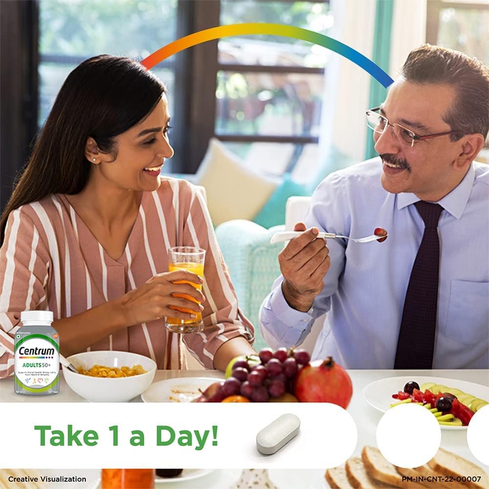 Advanced Multivitamin for Adults 50+: Calcium, Vitamin D3 & 21 Nutrients for Strong Joints & Heart Health (Veg) 50 Tablets
