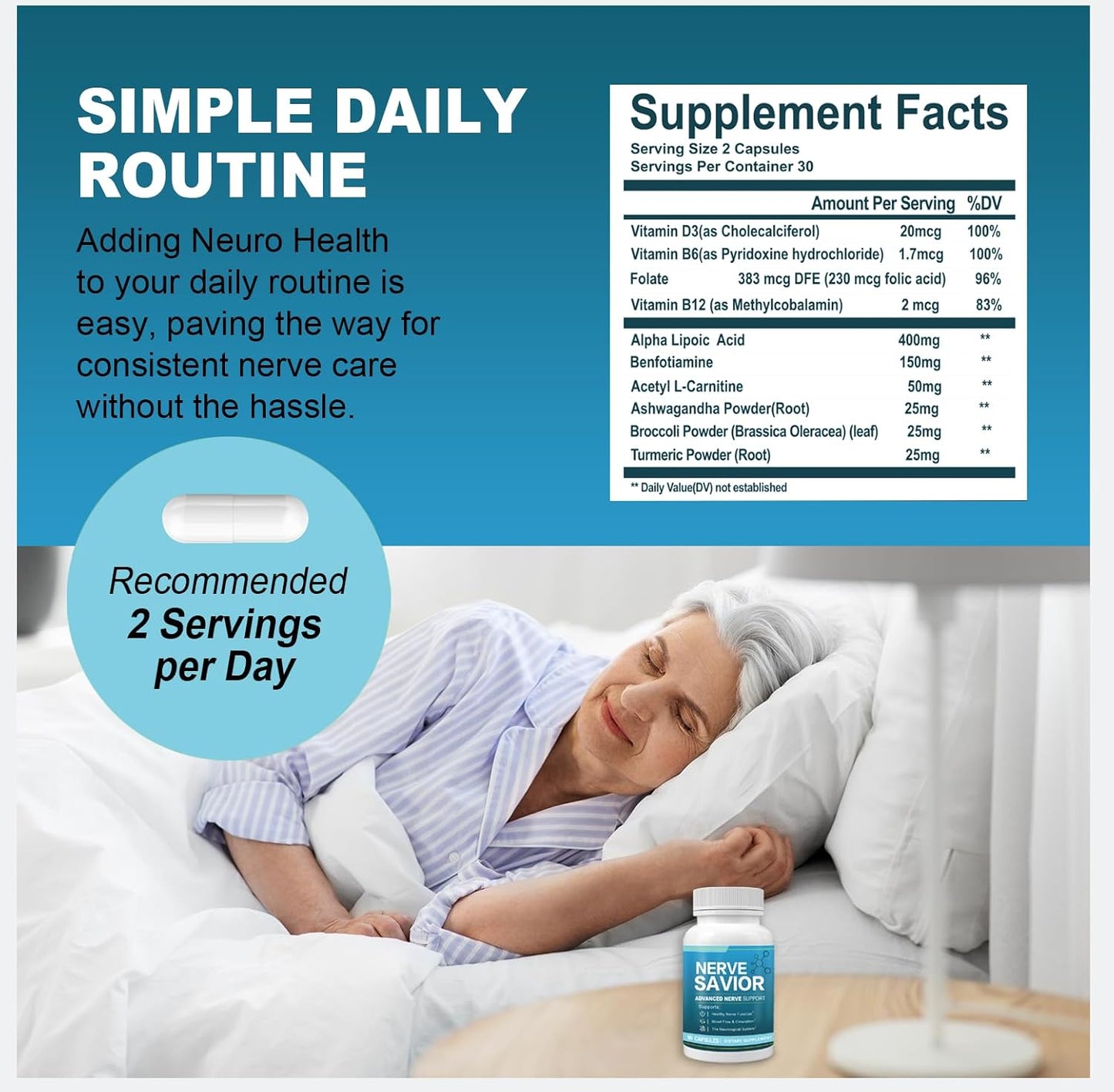 Advanced Nerve Support Supplement for Neuropathy - 2 Pack Nerve Savior