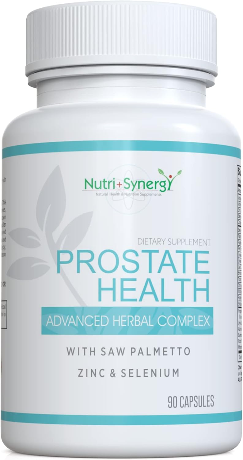 Advanced Prostate Support Supplement with Saw Palmetto, Zinc, Vitamins B6 & E, Selenium - 90 Capsules for Men's Health