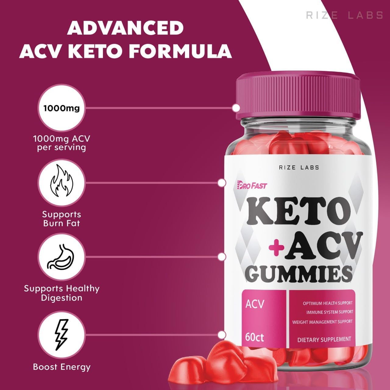 Advanced Slimming Formula Keto Gummies with Apple Cider Vinegar - 1000mg Supplement for Belly Fat Reduction, Extra Strength Formula (180 Gummies)