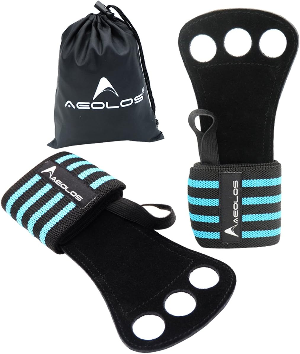AEOLOS Gymnastics Hand Grips with Wrist Support - Ideal for WODs, Pull-Ups, Weightlifting, Kettlebells, & Gym Workouts