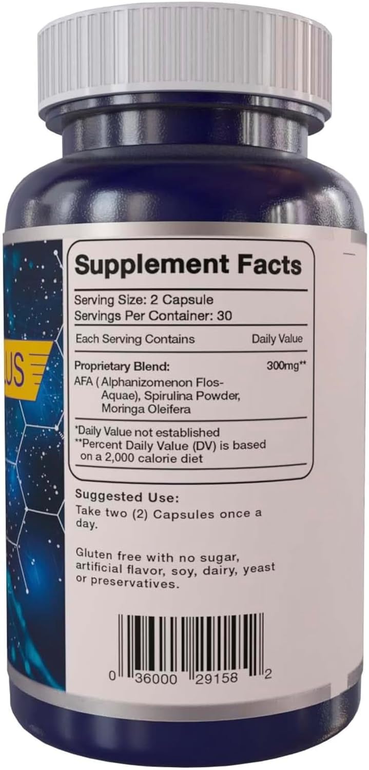 AFA Stem Cell Plus Capsules - Gluten-Free Formula for Antiaging & Longevity - 60 Count Supplement with Purest AFA Stem Cells