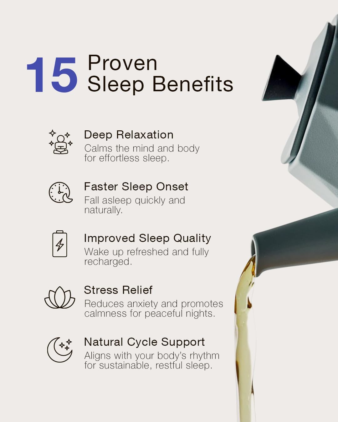 Aiku Superfoods Premium Herbal Sleep Tea with GABA, Magnesium, and 5-HTP - Promotes Restful Sleep and Relaxation - 15 Tea Bags for 15 Days of Support - Made in the USA