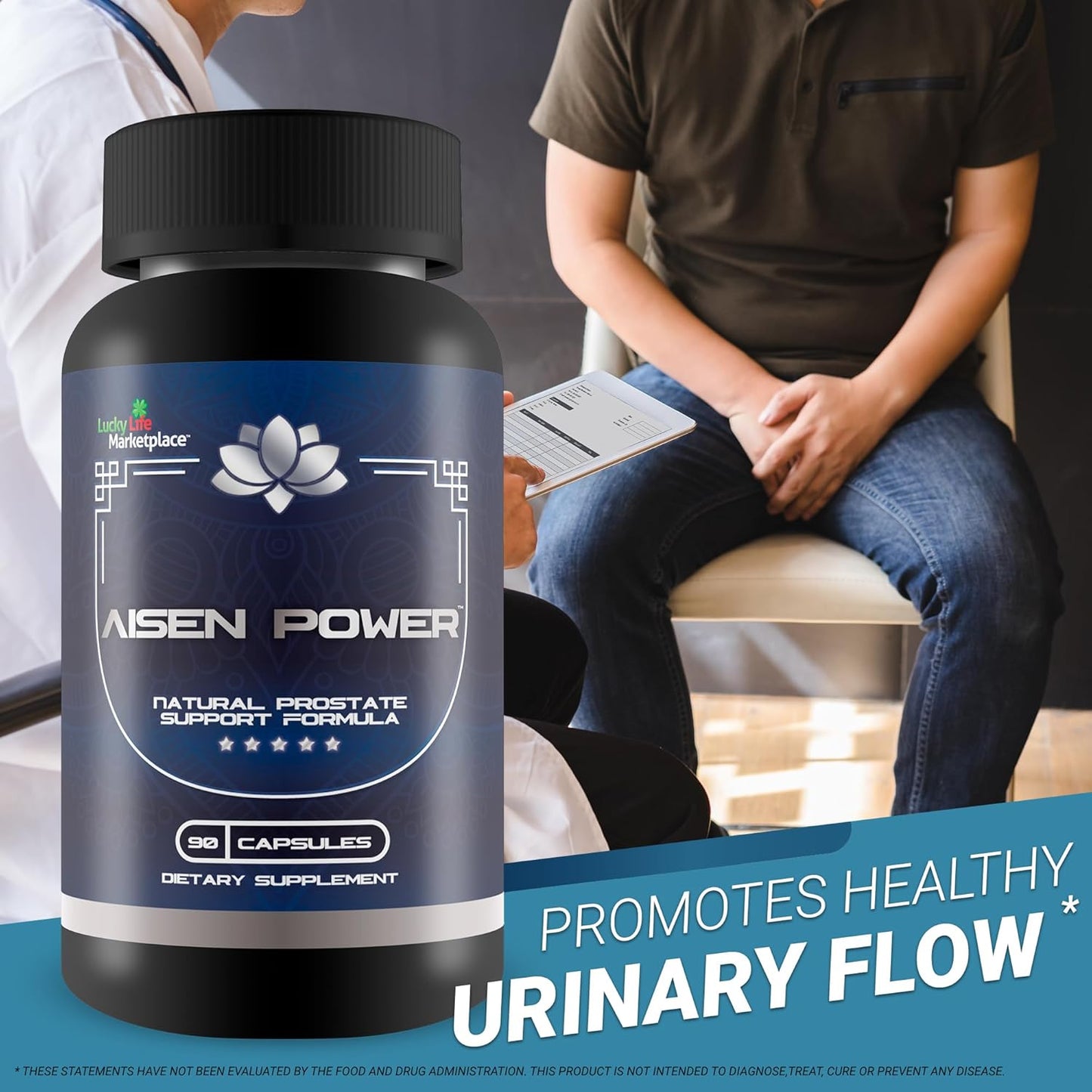 Aisen Power Prostate Supplement - Supports Healthy Urinary Flow & Reduced Inflammation - Size Support for Men's Prostate - Aisen Power Capsules for Men