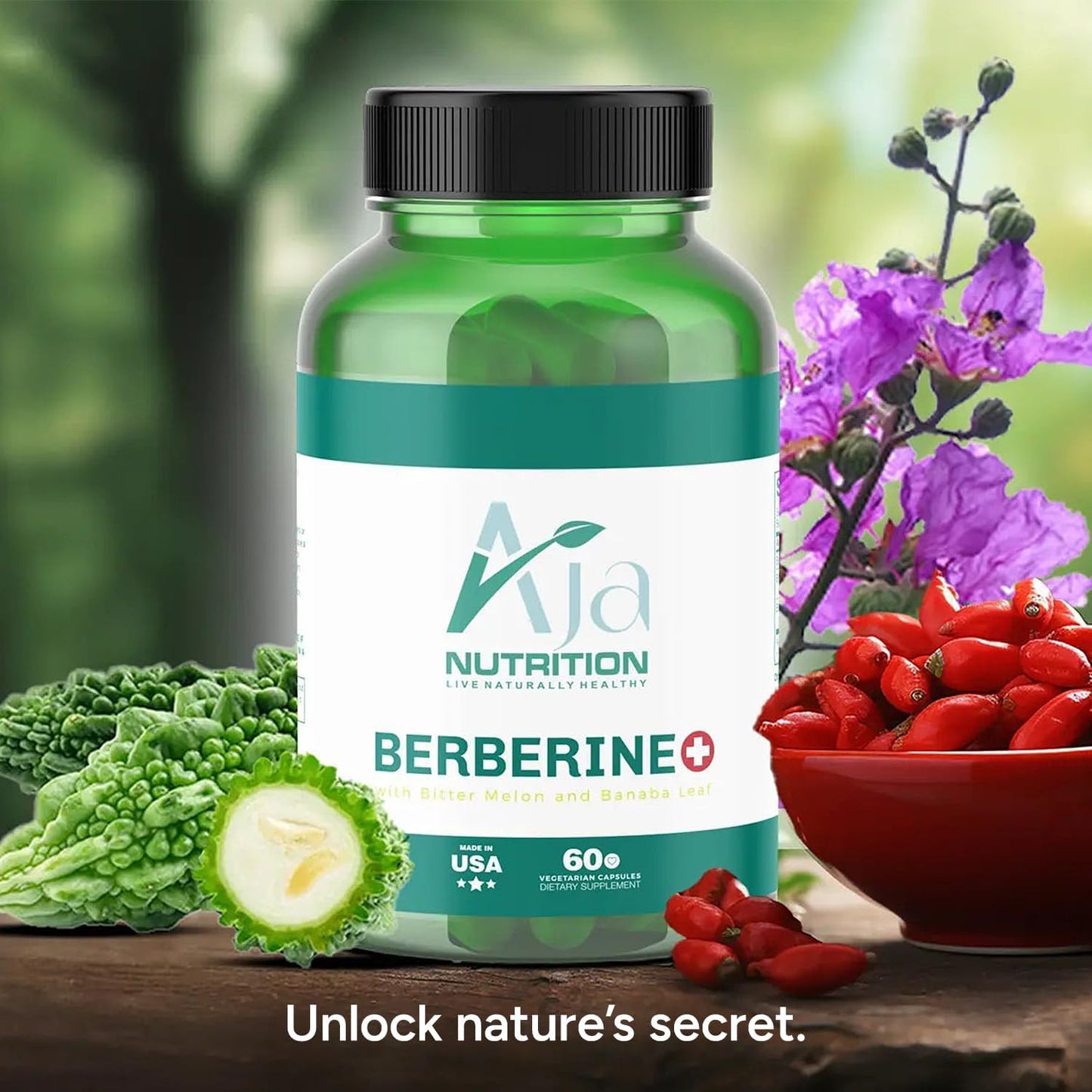 Aja Nutrition Berberine + Banaba Leaf and Bitter Melon Multivitamin - Comprehensive Antioxidant Support (60 Servings)
