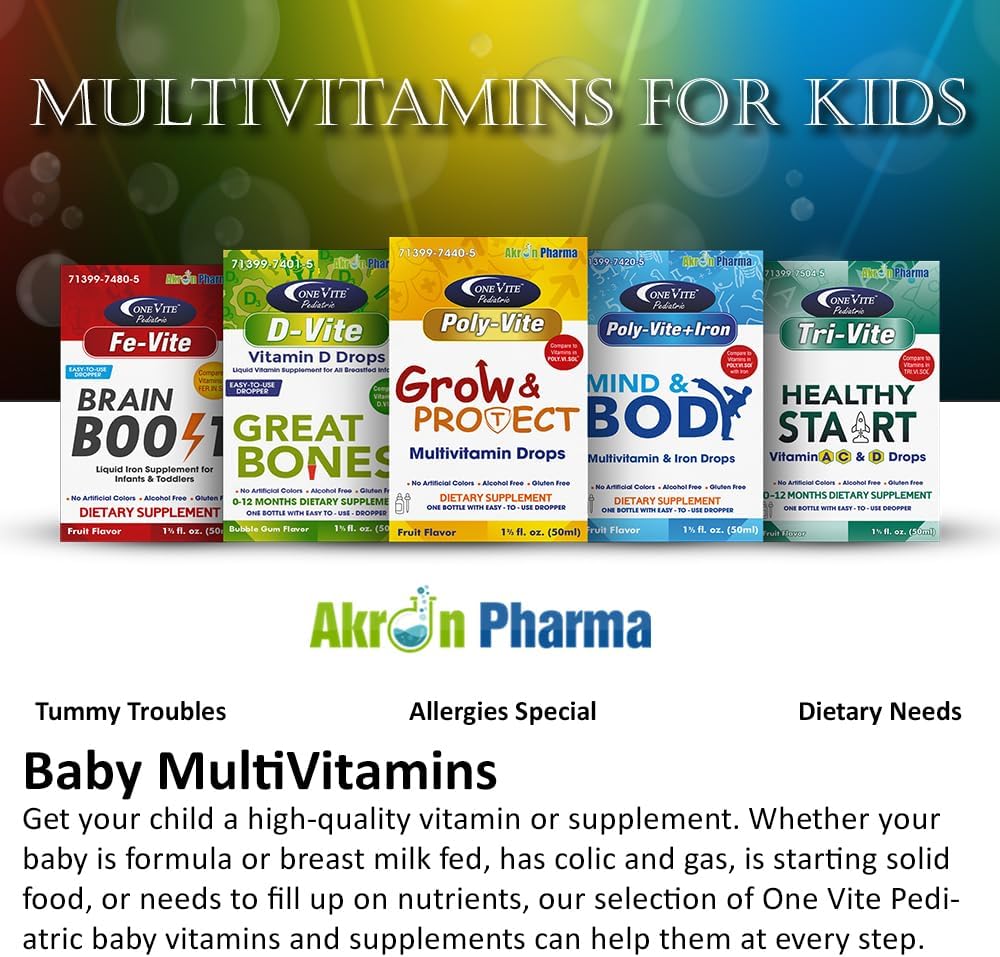 Akron Pharma Poly-Vite Drops for Children - Essential Pediatric Multivitamin Supplement