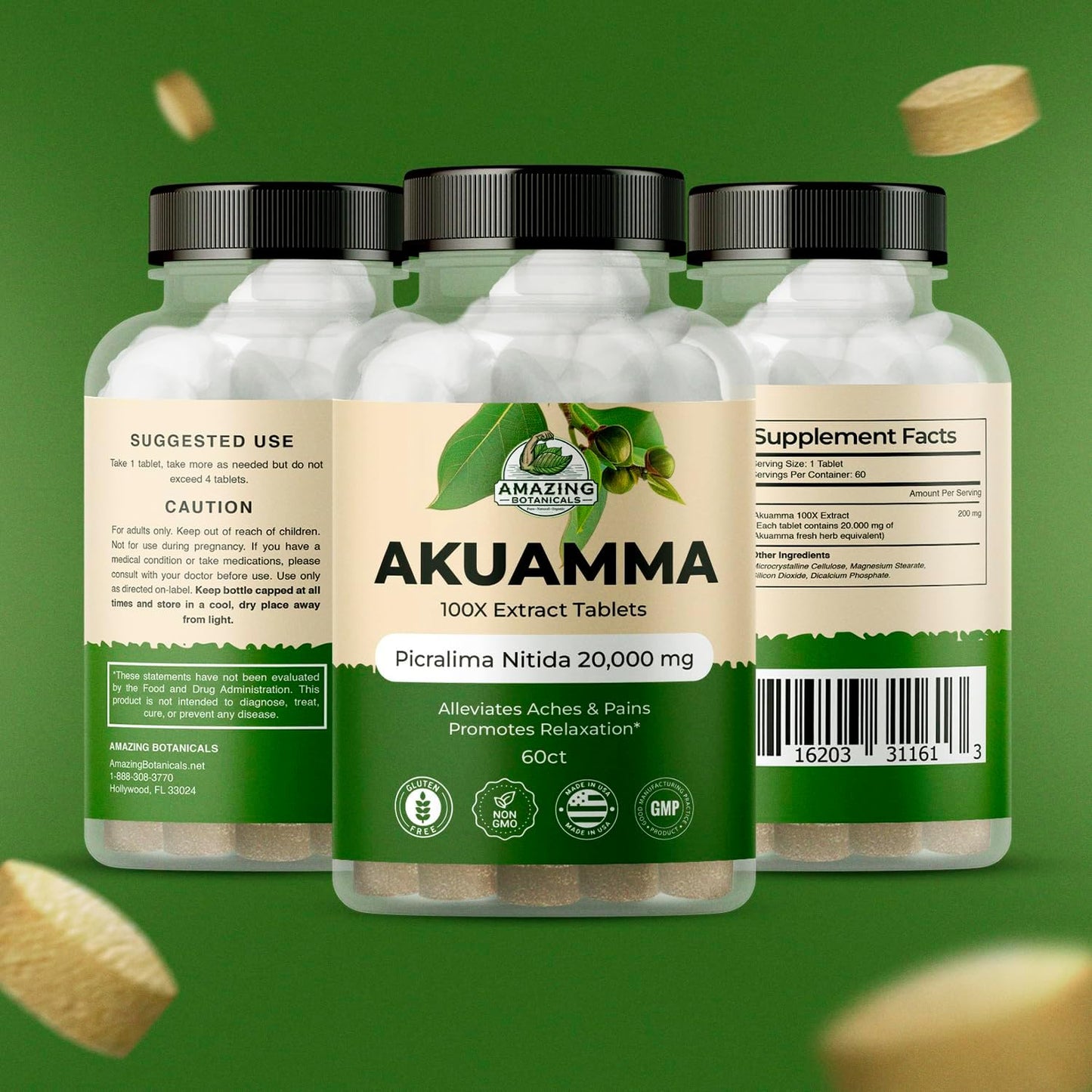 Akuamma Extract Tablets - 200mg 100X Strength - 60 Tablets - Mood Boost, Stress Relief, Focus & Clarity - Natural Calmness Support