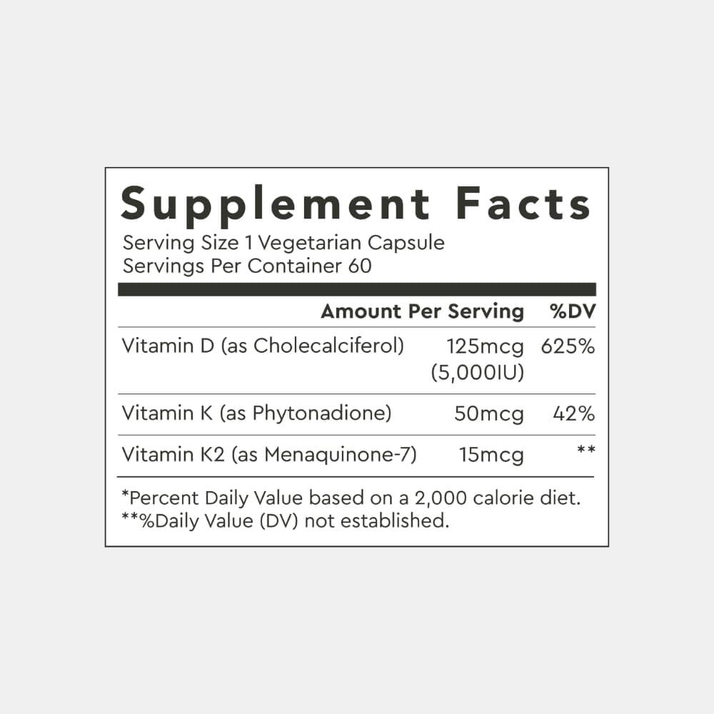 Alaya Naturals - High-Potency Vitamin D3 + K2 Supplement with 5000 IU D3, 50 mcg K, and 15 mcg K2 for Immune Support