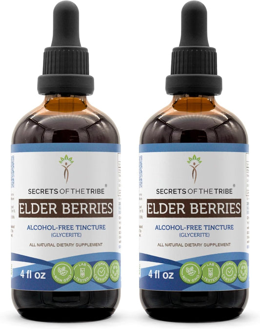 Alcohol-Free Elder Berries Liquid Extract Tincture - 8 FL OZ - Secrets of the Tribe Supplement