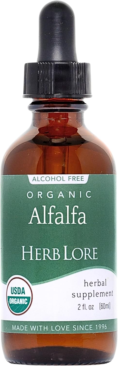 Alcohol-Free Organic Alfalfa Leaf Tincture for Pregnancy, Lactation & Wellness Support - 2 fl oz