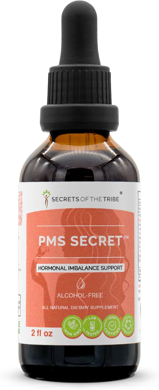 Alcohol-Free PMS Support Herbal Tincture with Black Cohosh, Vitex, Valerian, Dandelion, Chamomile - 2 oz