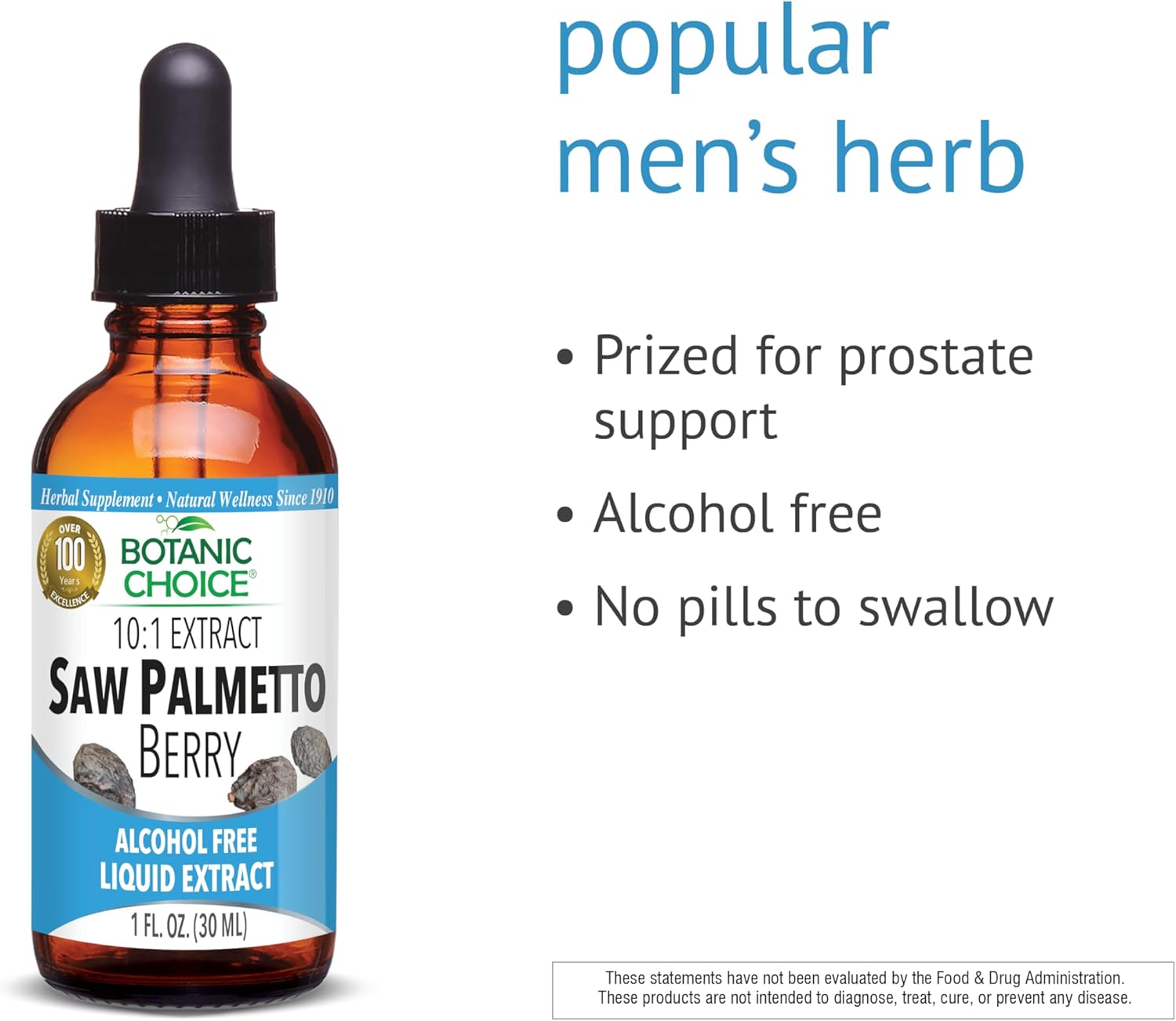Alcohol-Free Saw Palmetto Berry Liquid Extract - 1 oz Bottle
