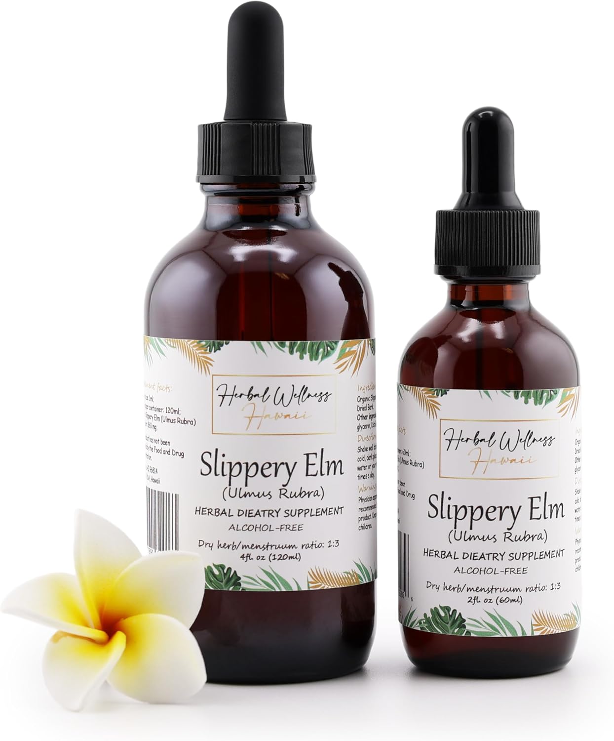 Alcohol-Free Slippery Elm Liquid Extract from Herbal Wellness Hawaii - 2 oz