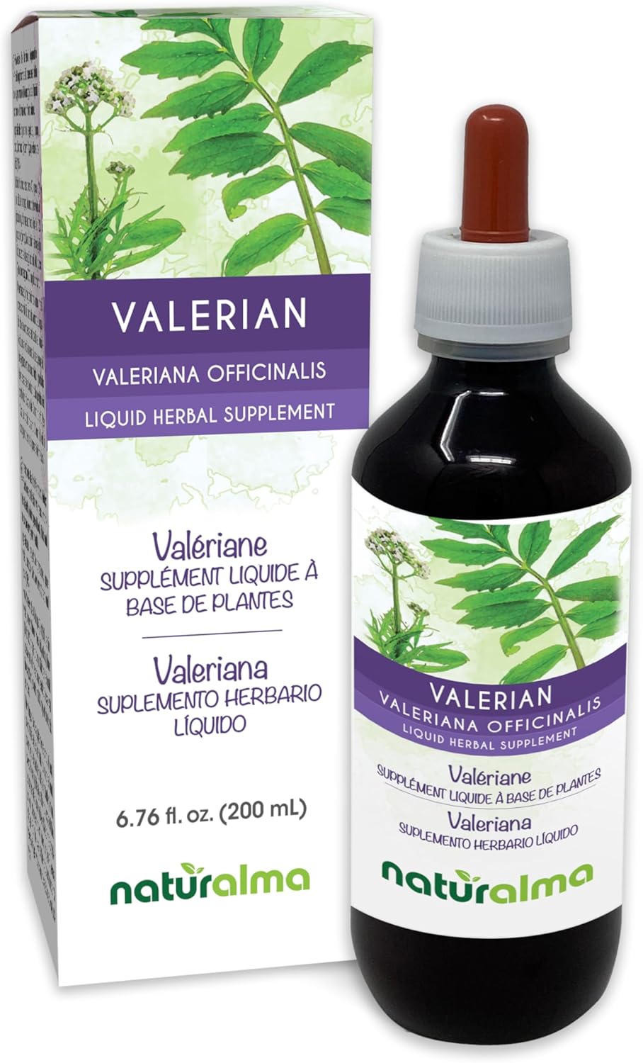 Alcohol-Free Valerian Root Tincture - 6.76 fl oz Liquid Extract Drops - Herbal Supplement Vegan Formula