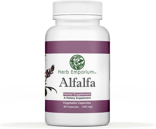 Alfalfa Capsules 90 ct 340mg - Herbal Supplement for Digestive Health - Herbs of Mexico Herb Emporium