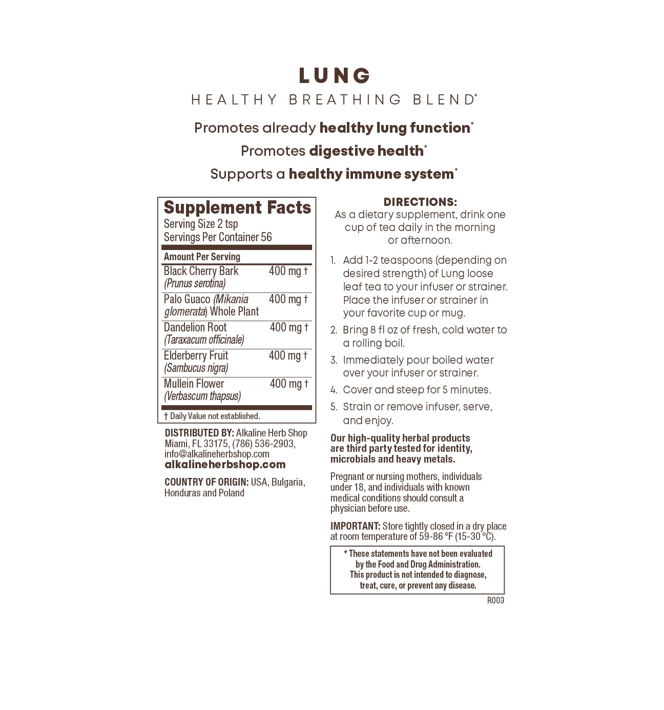 Alkaline Herb Store Healthy Lung Bundle: Sea Moss & Bladderwrack Supplements, Lung Tea, Glass Tea Infuser Bottle